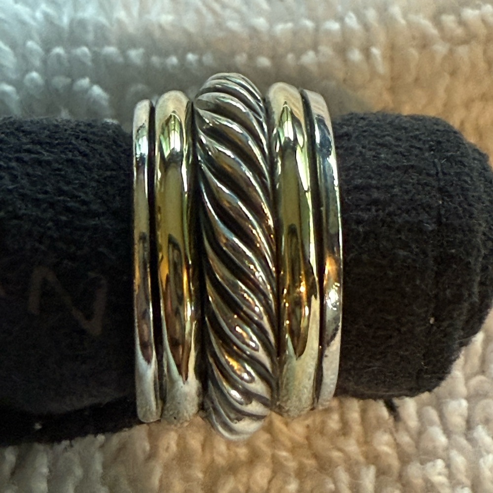 David Yurman Sterling Silver and 14K Gold Women's Classic Cable Earring - Single